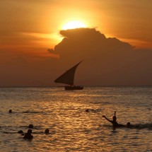 Kids enjoying the warm Indian Ocean